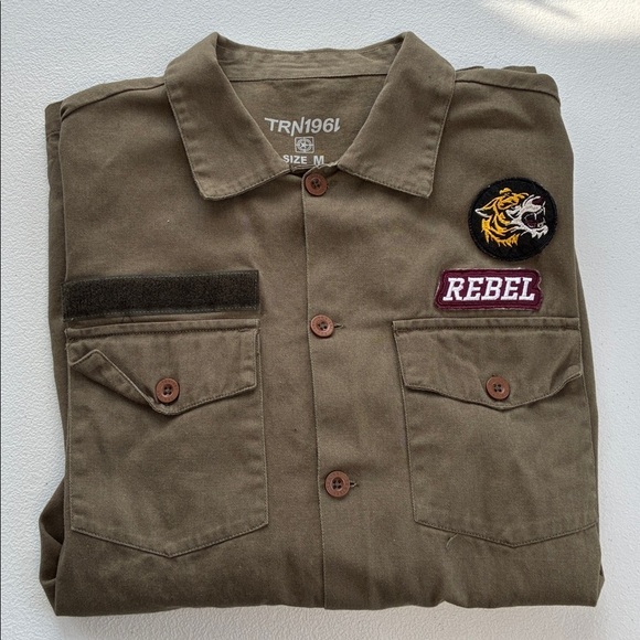Terranova Jackets & Blazers - Terranova TRN1961 Rebel Camicia Military Shacket Patches Green Blouse Jacket M